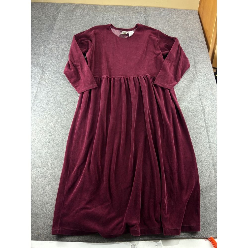 Erika & Company Burgundy Velour Long Sleeve Maxi Dress Plus Size 1X Western